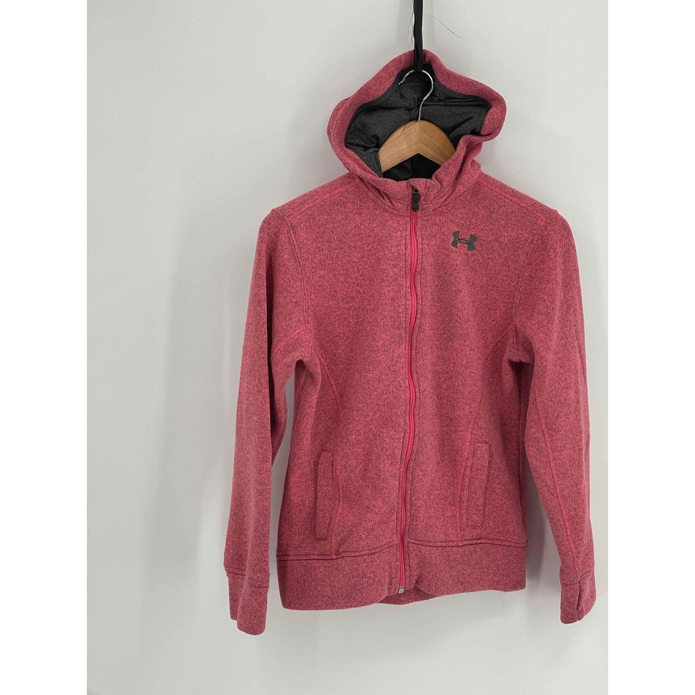 Under Armour Full Zip Hooded Jacket Sweatshirt Youth Size XL Girls Pink Hoodie